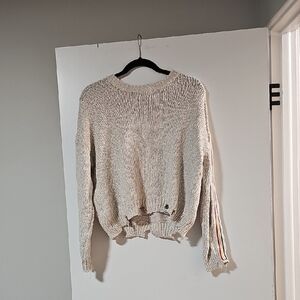 Vintage Havana Distressed Cream Sweater
